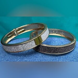 3 FORNASH Metallic Gold Tone Hinge Bangles